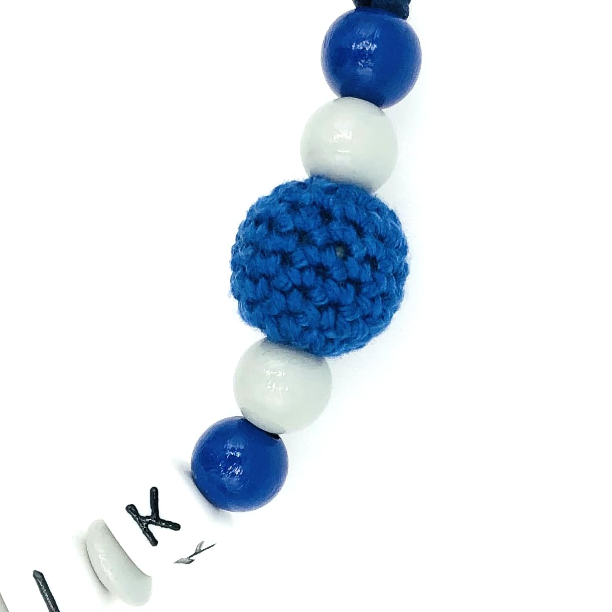 Set Nuckelkette + Kinderwagenkette mit Namen " 3D - BÄR MIT HÄKELKÖRPER/TEDDYBÄR " Hellgrau Dunkelblau/Baby/Unisex/Personalisiert/HANDMADE