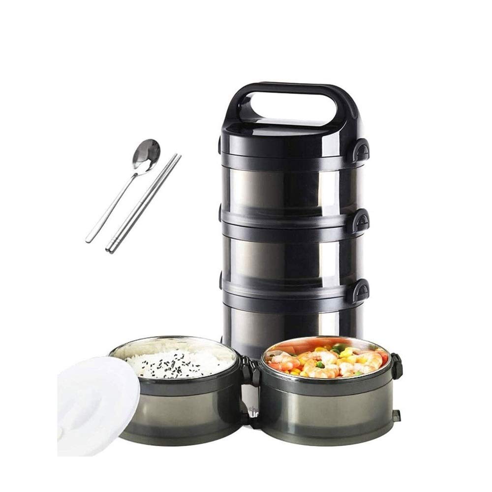 Contenitore per il pranzo impilabile Bento con posate, isolante, portatile, contenitore per zuppa, contenitore per alimenti a prova di perdite, per lavoro, scuola, picnic, soluzione per il