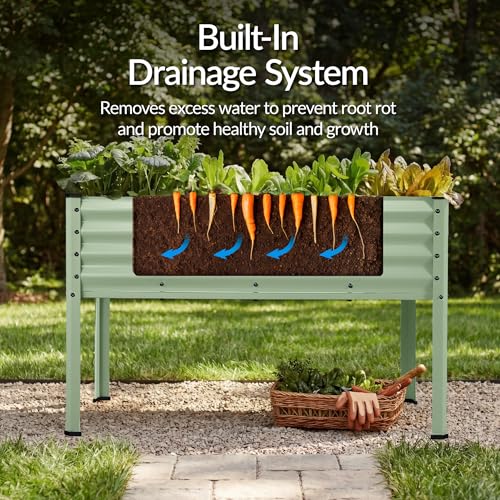 Image of Best Choice Products 48x24x30in Galvanized Raised Garden Bed, Metal Elevated Planter Box, Vegetable Garden for Backyard, Patio, Balcony, 100% Non Toxic Materials - Sage Green