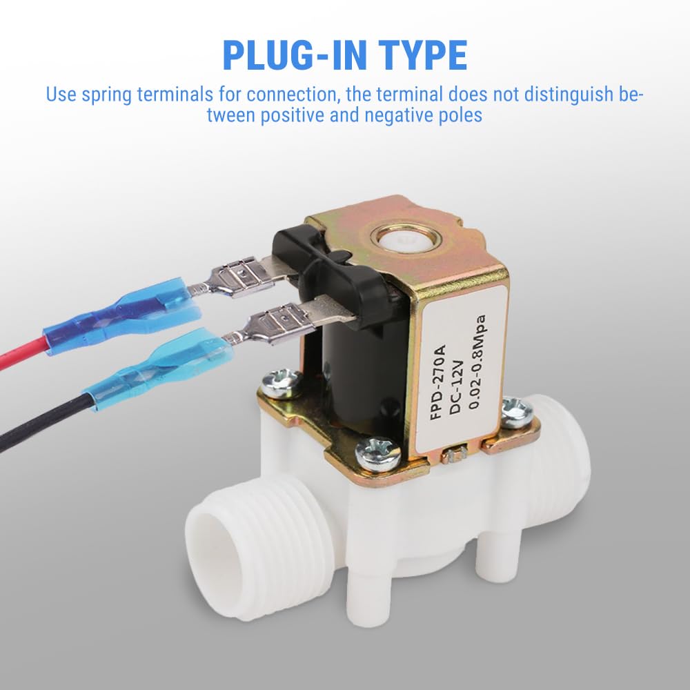 Uadme DC 12V Magnetventil – G1/2, Normalerweise Geschlossen (N/C), Aus Kunststoff/Messing, Für Waschmaschine, Wasserspender, Gartenbewässerung, 0,02-0,8 MPa