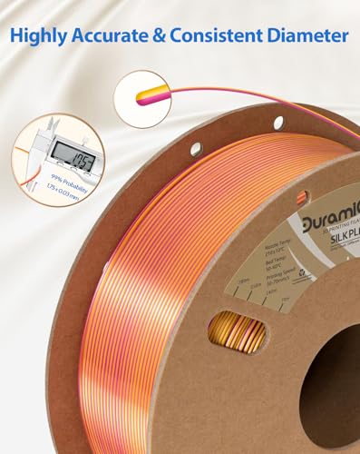 Image of DURAMIC 3D Silk Dual Color PLA Filament Shinny High Gloss Finish 1.75mm | 3D Printing Filament with Cardboard Spool,No-Tangling Neatly Wound Dimensional Accuracy 99% + /- 0.03mm 1KG Silk Gold Magenta