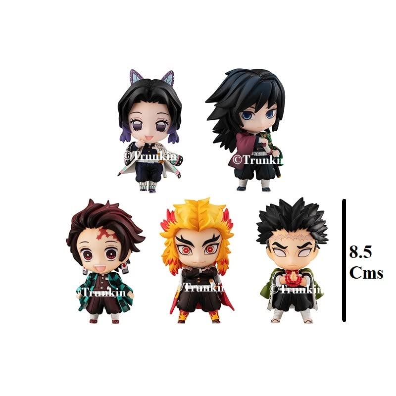 Image of Trunkin Demon Slayer Hashira Mascot and Tanjiro Chibi Small Action Figures Set of 10 Kimetsu no Yaiba Anime Figurines