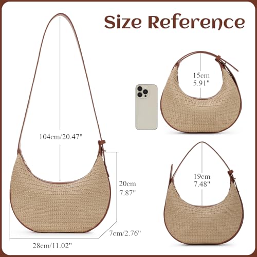 GOKTOW Straw Crossbody Bag Beach Tote Handbag with Adjustable Straps Crescen Raffia Purse for Summer, Travel, Parties 20252