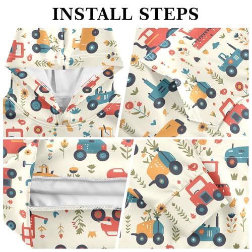 KLL Red Old Wheeled Tractors Unisex Girls Boys Sweatshirts Fashion Athletic Hoodie Kangaroo Pocket3