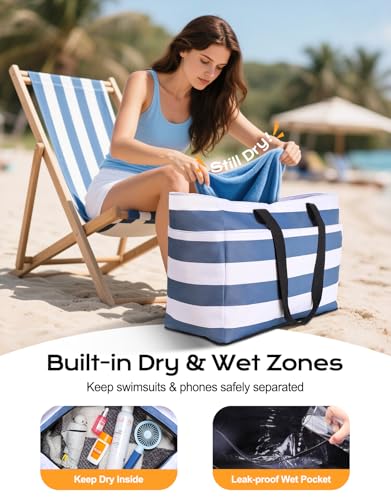 Bundle of Beach Bag with Detachable Cooler & Portable Travel Safe Lock Box for Beach/Travel/Hotel/Dorm4