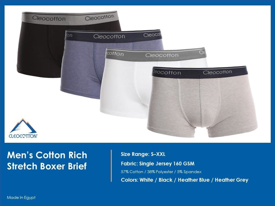 Mens Cotton Rich Stretch Boxer Brief (SLIM FIT) | Tag Free, Underwear Boxer Brief for Men | 4/8-pack, (Made in Egypt)3