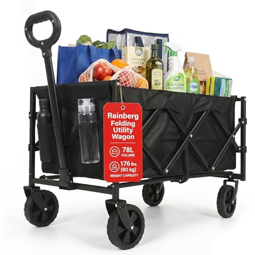Chariot pliable pour jardin Rainberg pour transporter 80 kg sans effort