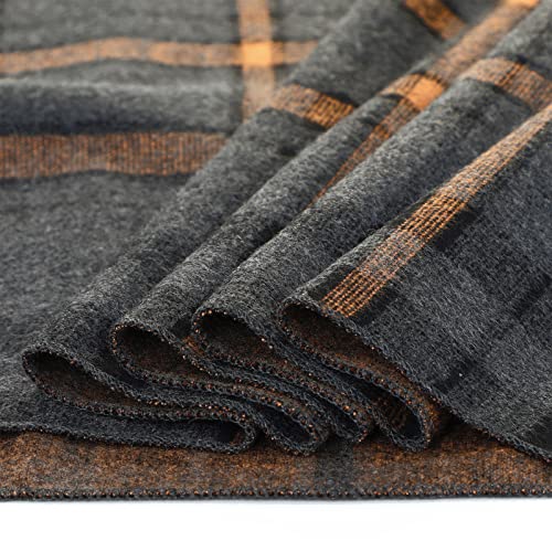 American Trends Mens Winter Warm Cashmere Scarf Plaid Tassel Scarf For Men Soft Long Cotton Scarves Orange Stripe thumb #5
