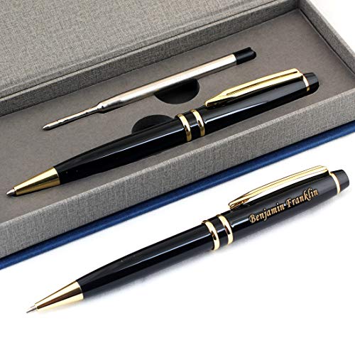 Free Engraving - Personalized Roller Ballpen, Ballpoint pen, Ball pen, Refillable Pens, Retractable Medium Refill Pen Black Ink, Custom Gifts for Men, Women, Classy Gift Box (Prestige_Gold_Trim) Free Engraving - Personalized Roller Ballpen, Ballpoint pen, Ball pen, Refillable Pens, Retractable Medium Refill Pen Black Ink, Custom Gifts for Men, Women, Classy Gift Box (Prestige_Gold_Trim)
