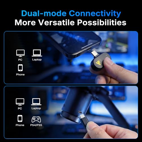 Image of MAONO DGM20W Wireless Gaming Microphone for PC, Condenser USB Mic with Boom Arm for Streaming, Touch Noise Cancellation, Quick Mute,Gain Control,RGB, Computer Boom Mic for PS5 Twitch Discord, Black