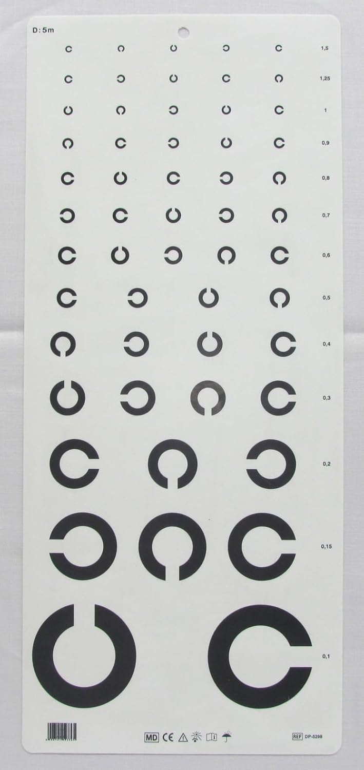 Landolts Tableau optométrique de 5 mètres Précision et fiabilité pour test visuel 30,5 cm x 30,5 cm