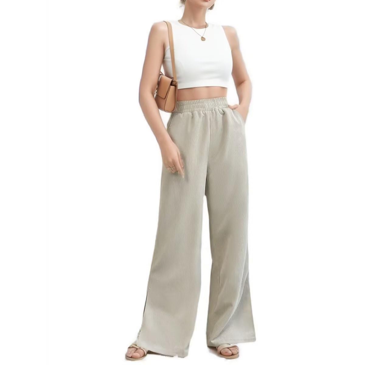 Corduroy Pants for Women Plus Size Wide Leg Casual Pant Tall High Waist Women Pants Bell Bottom Trousers