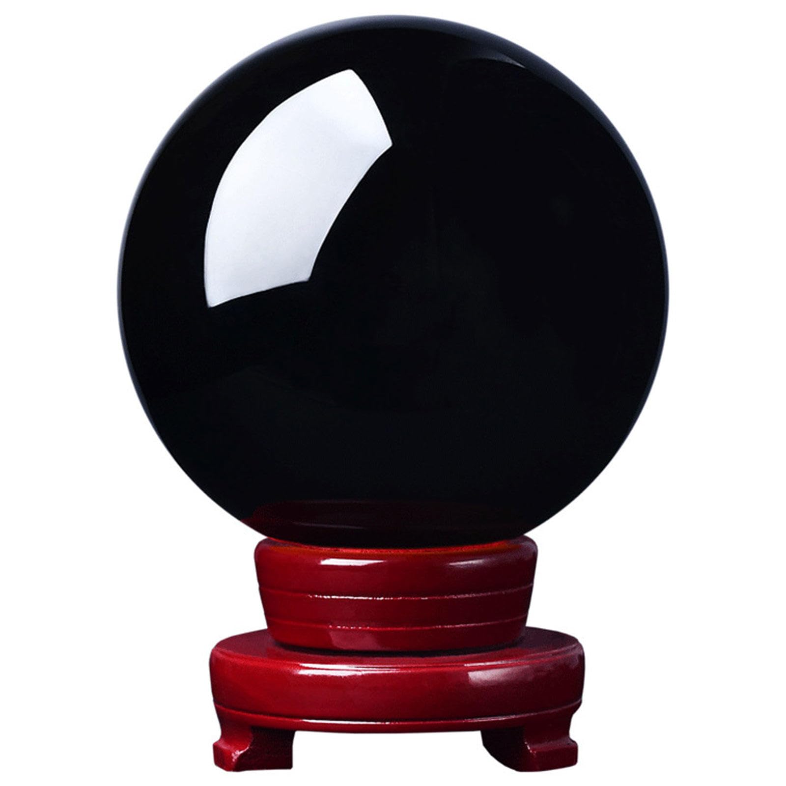 DECORN Black Obsidian Crystal Ball with Stand - Natural Crystal Sphere Gemstone Ball Sculpture Figurine for Reiki Meditation Witchcraft Divination Decorative Balls,Dia7.9