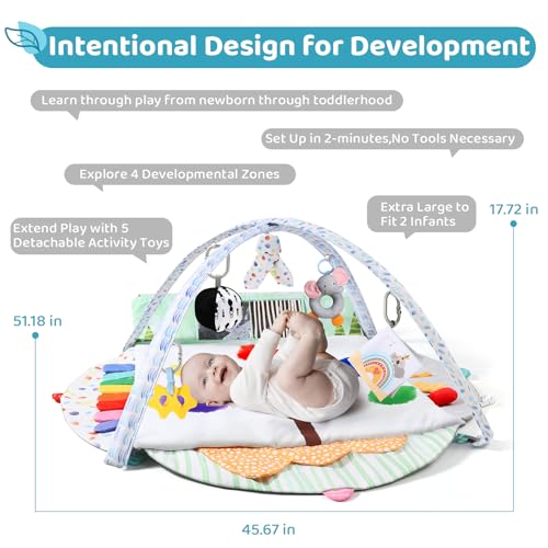 Sensory Baby Play Mat, Montessori Inspired Play Gym Mat for Infants, Machine Washable Activity Mat, Christmas Birthday Gifts for Toddlers 0-6-12-18 Months