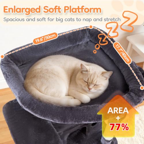 Image of Taoqimiao Heavy Duty Cat Tree, 73In Sturdy Cat Tower for Large Cats 25lbs+ | 2 Widen Condos, Enlarged Sleeping Platform, 9 Scratching Posts, 2 Cozy Baskets, Cat Toys, Smoky Gray, F30G