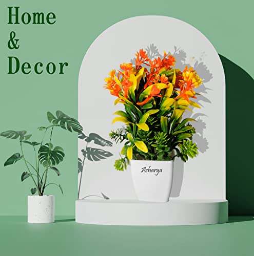 Image of Small Faux Plant Set, (8 inch) | Wild Artificial Plant with Pot for Home Decor, Office Living Room Bedroom and Party Decor (Pack of 2)