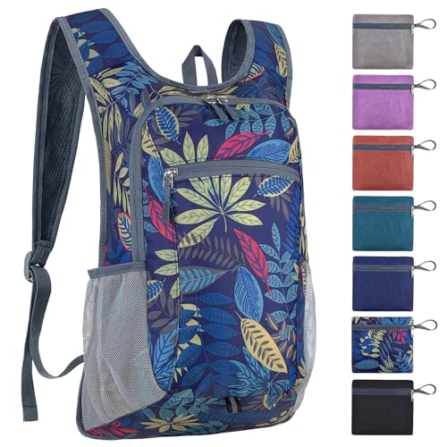 BECOJADDE 15L Faltbarer Rucksack Kleiner Wanderrucksack Leicht Tagesrucksack Damen Herren Daypack Wasserfest Reiserucksack für Outdoor Wandern Reisen Städtetrips, Regenwald