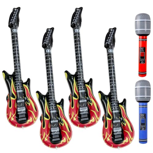 Instrumentos inflables, Guitarra de Aire Inflable, Guitarras de Aire para inflar, Guitarra Inflable, Guitarra Inflable,100cm,Disfraz Inflable para niños, 6 Piezas (B)