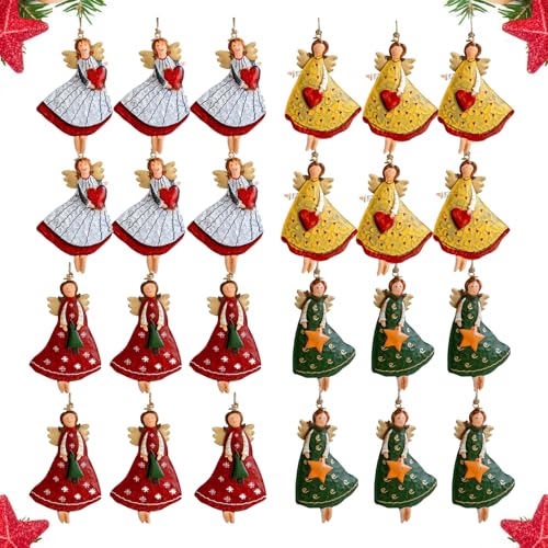 24 Stück Holz Weihnachtsengel Anhänger, Doppelseitig Gemustert...