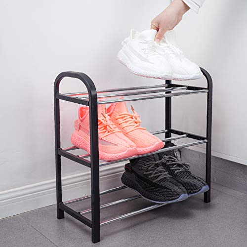 image for NiHome Shoe Rack Organizer Multipurpose 3-Tier Small Size Vertical Foo