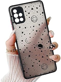ZTOFERA Compatible with Samsung Galaxy A51 4G Case, 6.5-Inch, Planet Sky Star Pattern Protective Phone Case Translucent Frosted Hard PC Back Case Shockproof Silicone Bumper Cover, Black Sky