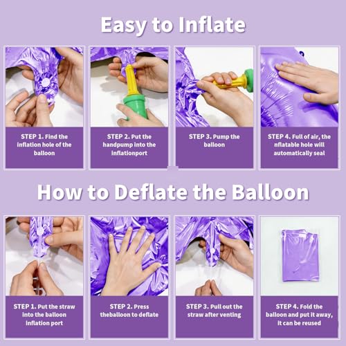 Image of Number Balloons for Birthday Decorations - 40 Inch Large Party Balloons 5, Purple Foil Number Balloons for Boys Girls, Balloons for Party Supplies