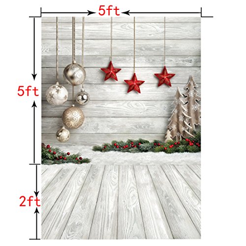 Sjoloon Christmas Backdrop Balls White Wood Floor Photography Backdrop Christmas Backdrops For Photography Photo Backdrops Studio Background 10383(5X7Ft) #TOP1