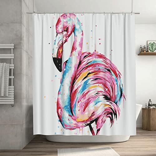 Xnichohe Pink Flamingo Shower Curtain Tropical Jungle