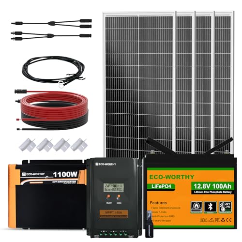ECO-WORTHY 1,6 kWh solaranlage komplettset mit 12V 100AH LiFePO...