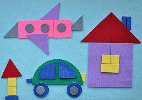 Geometric Flannel Board with Felt Figures - Portable Flannel Board Story Set - The Morning Town …