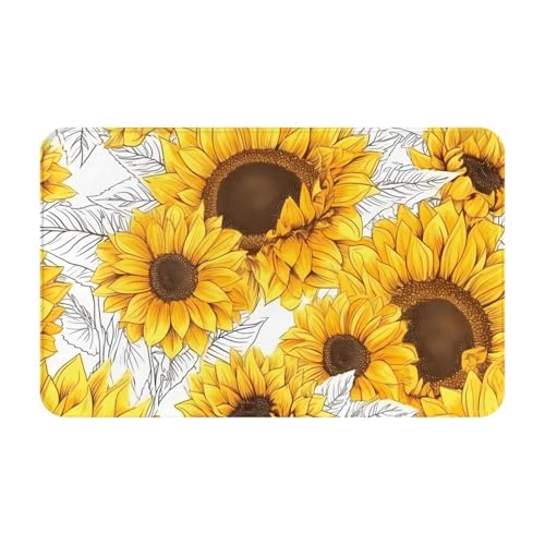 Sunflowers Printed Print Living Room Bathroom Kitchen Anti Slip and Absorbent Carpet, Indoor Entrance Door Muddy Floor Mat, Ultra Soft Washable Carpet 21x31.5 Inches