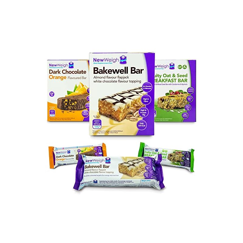 NewWeigh - Meal Replacement Bar, 7 Count - Gluten Free and Suitable for Coeliacs & Vegetarians - High Fibre & High Protein