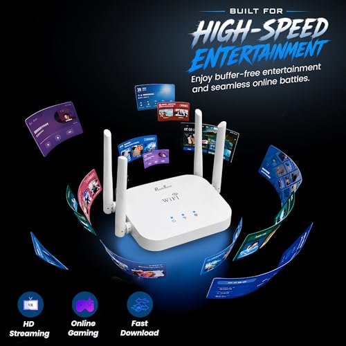 Image of PunnkFunnk WT-14 WiFi Router |Stable Internet Connection | 300M High Speed Wireless Router for Home & Office | Four high gain Antennas | IPv6 Compatible | Wide Coverage WiFi Router | Easy Setup