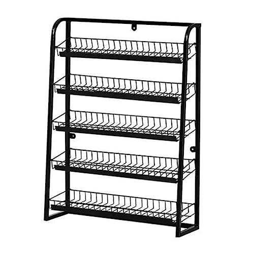 Supermarktregale, Convenience-Store-Regale im 5. Stock, Supermarkt-Schreibwarenladen-Ausstellungsstand, multifunktionales kleines Lagerregal, Obst- und Gemüseregal (Farbe: Schwarz, Größe: 60