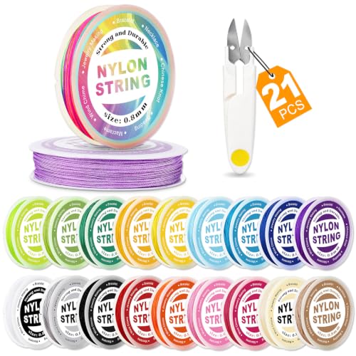 20 Rolls Nylon String for Bracelets Making Nylon Cord for Jewelry Making Chinese Knotting Cord Nylon Beading Thread for Bracelets Beads Keychain Making Necklaces Kumihimo Crafts