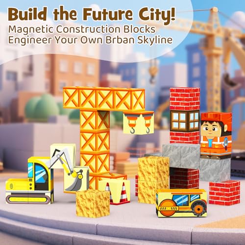 Image of Magnetic Building Blocks for Kids, STEM Engineering Travel Toys with Portable Iron Box, Educational Construction Set for Toddlers Ages 3-8(35 Piece)