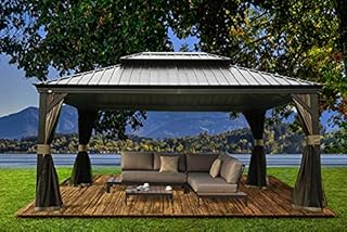 Kozyard Alexander 12'x16' Hardtop Aluminum Permanent Gazebo with 2 Layers Sidewalls(Alexander 12'x16')