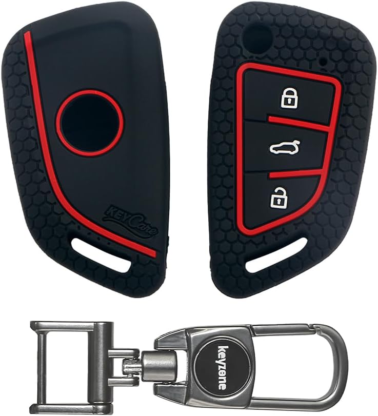Keycare Silicone Key Cover for B29 Model Universal Remote flip Key (Black with MAH Key Holder)