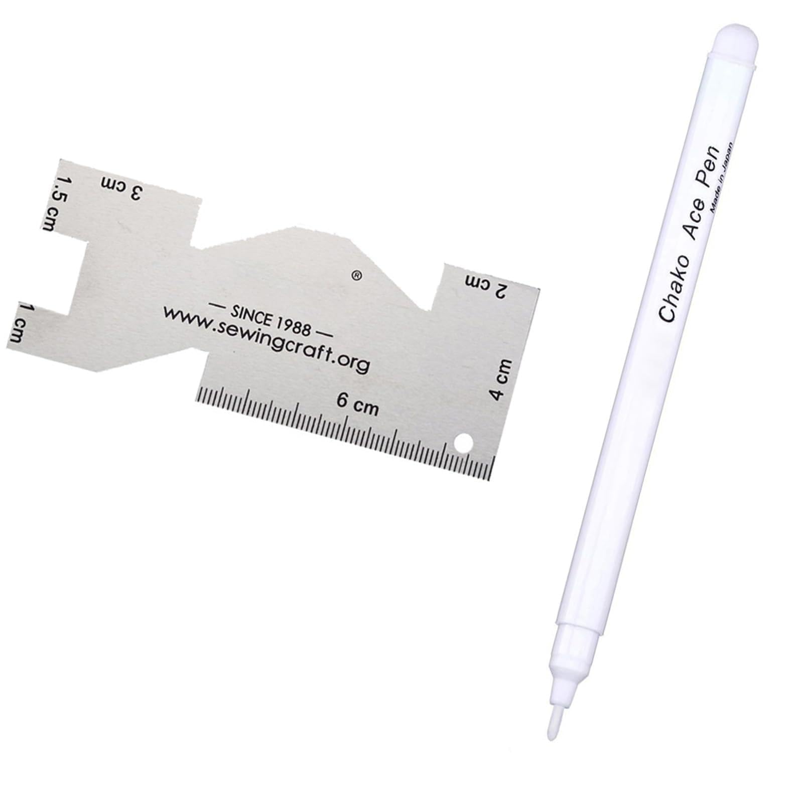 MLWSKERTY Water Soluble Fabric Marking Pen with Metal Quilting Ruler Trick Marker Water Erasable Pen for Quilting Sewing Dressmaking Tool