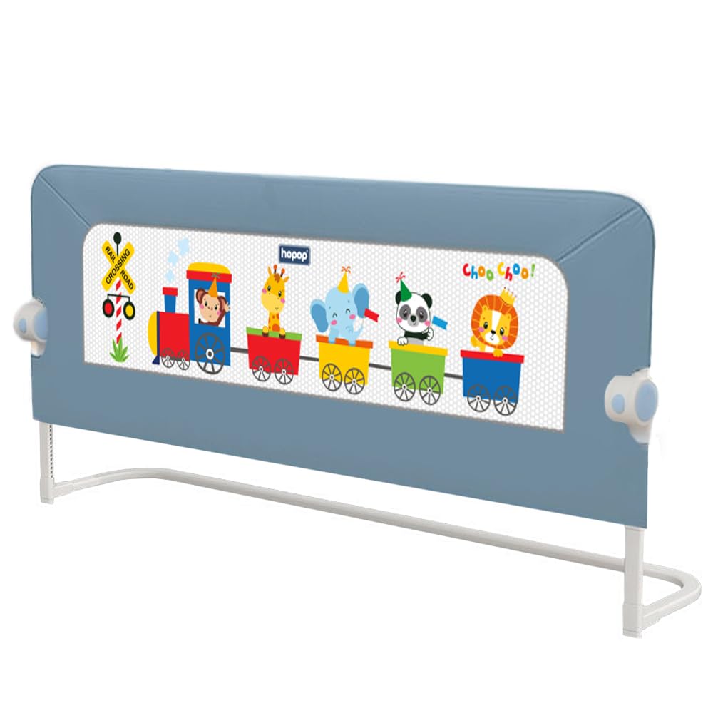 Baby Bed Rail Guard for Baby Safety | Bed Railing for Safety | Foldable Single Bed Side Protector for Falling | Adjustable Height | Bed Rails |183cm x 69 cm | Blue Baby Bed Rail Guard for Baby Safety | Bed Railing for Safety | Foldable Single Bed Side Protector for Falling | Adjustable Height | Bed Rails |183cm x 69 cm | Blue