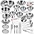 KEJIH Cooking Utensils Set 25 Pieces Stainless Steel Kitchen Toys Pretend Play Pots Pans Toy Cookware Kits for Kids Come with a Handy Storage Box Role Play Educational Toys for Toddlers Small Size