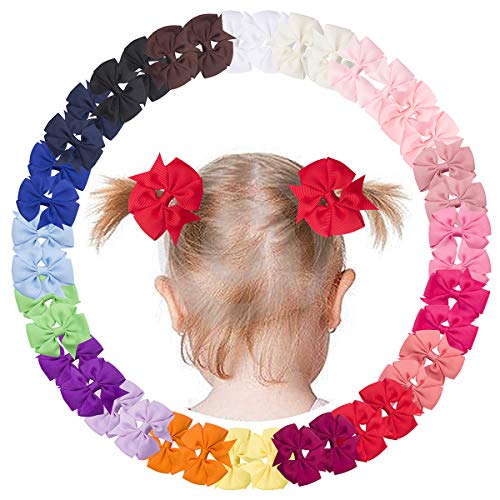 VINOBOW 40Piece 2.5Inch Pinwheel Pigtail Bows Clips Hair Bows For Girls Toddler Hair Accessories For Toddlers Kids Baby Girls