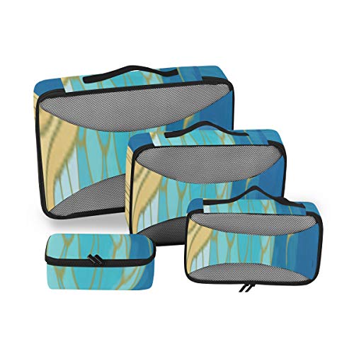 Preisvergleich Produktbild Reiseveranstalter Verpackungswürfel Frauen Schöne süße mystische Meerjungfrau Kleidung Reisewürfel Würfel Veranstalter für Reisen 4 Stück Koffer Veranstalter Leichte Gepäckaufbewahrungstasche