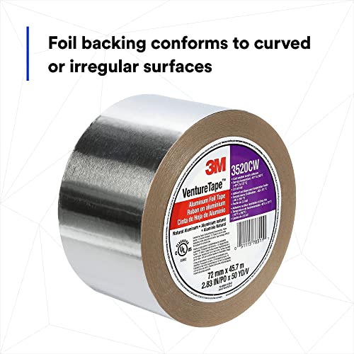 Image of Venture Tape 3M Aluminum Foil Tape 3520CW Natural Aluminum, 72 mm x 45.7 m 2.0 mil (Pack of 16)