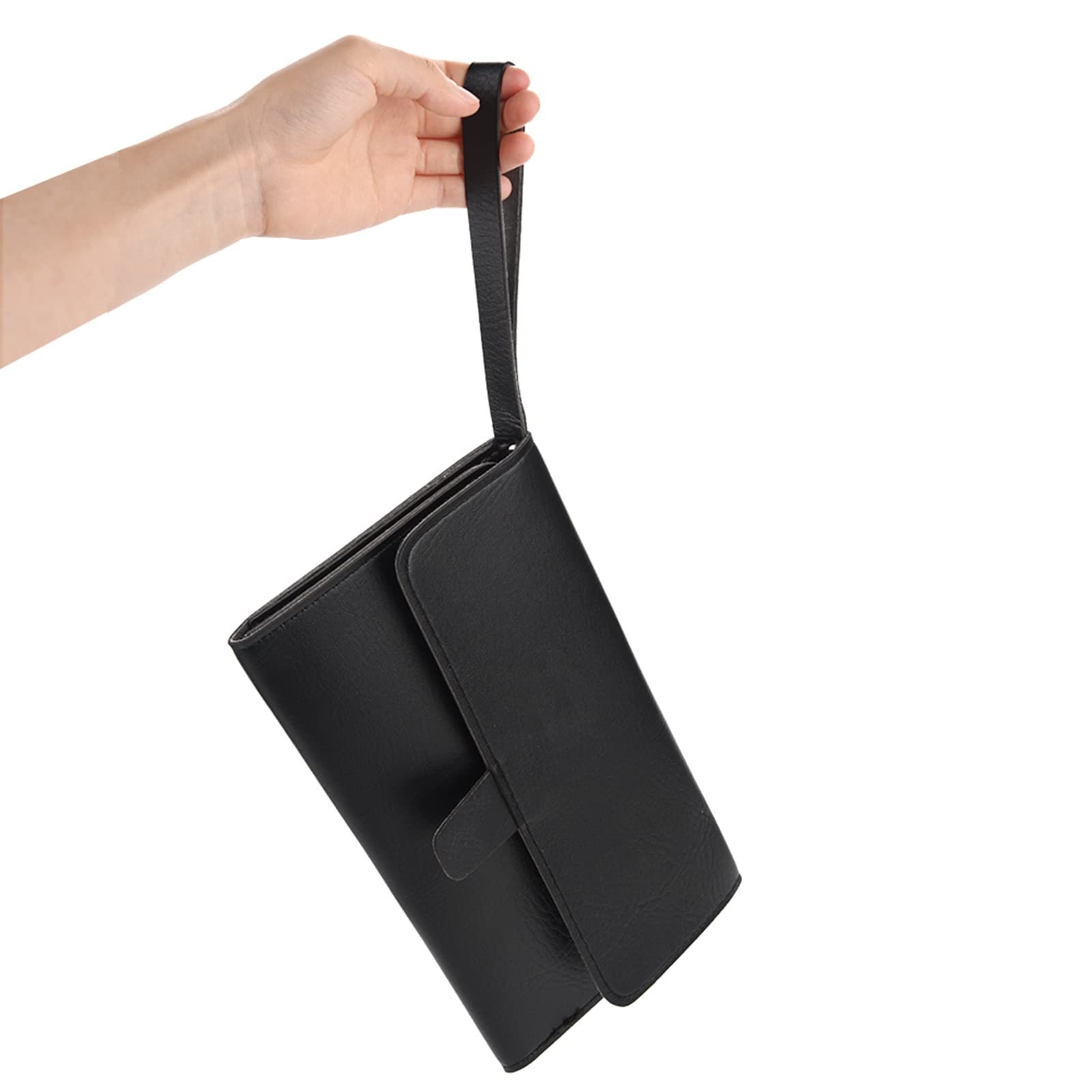 Wisecoco Bolsa para Guardar Herramientas de Peluquería, Bolsa de Tijeras de Peluquería de Cuero Profesional, Multifuncionales Portátiles Tijeras Peine Estuche de Almacenamiento, para Peluqueros(Negro)