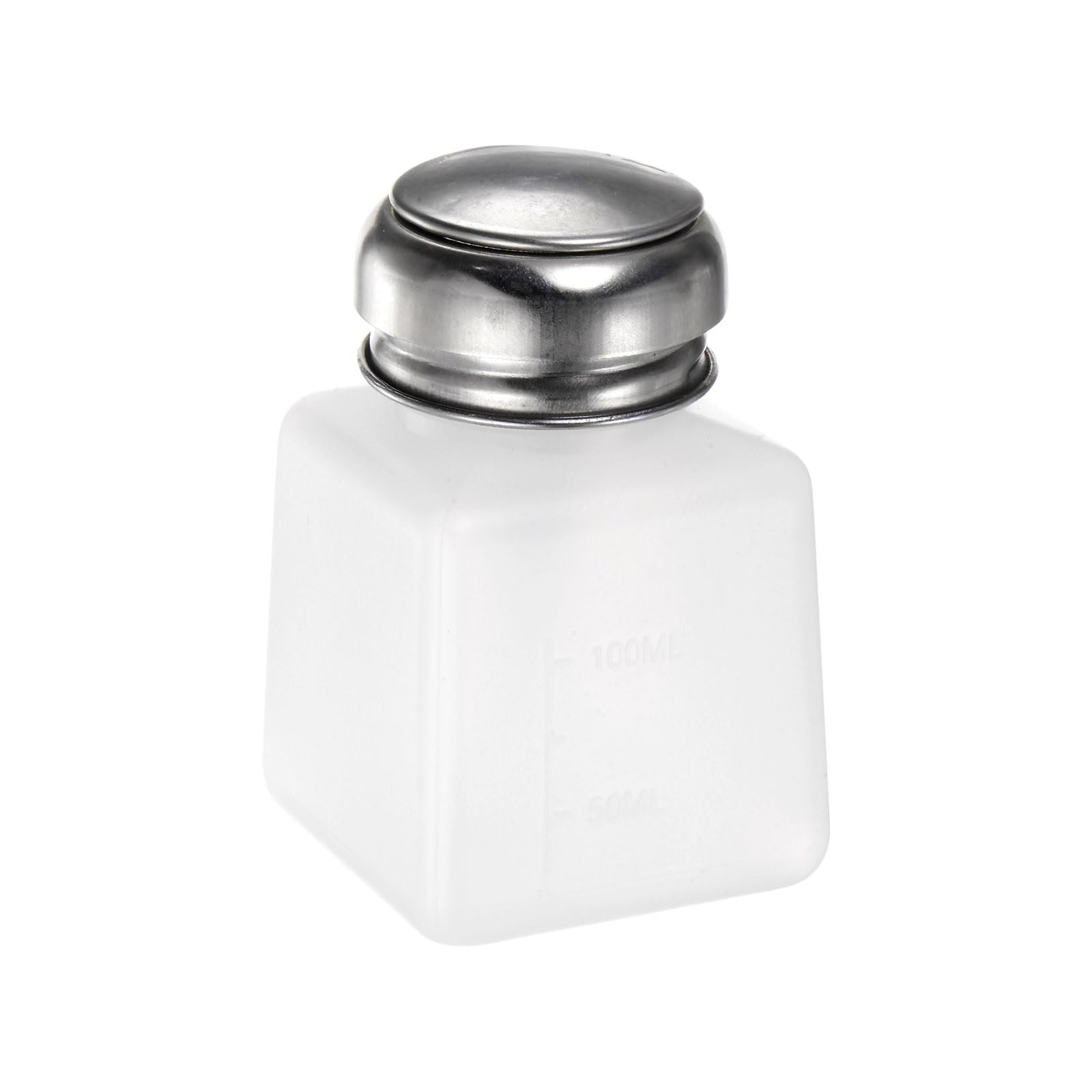Lösungsmittel-Alkoholspender, 500 ml, Push-Down-Flüssigkeitsspender, Pumpflasche mit Edelstahldeckel, für Aceton-Reiniger, Politurentferner, Weiß