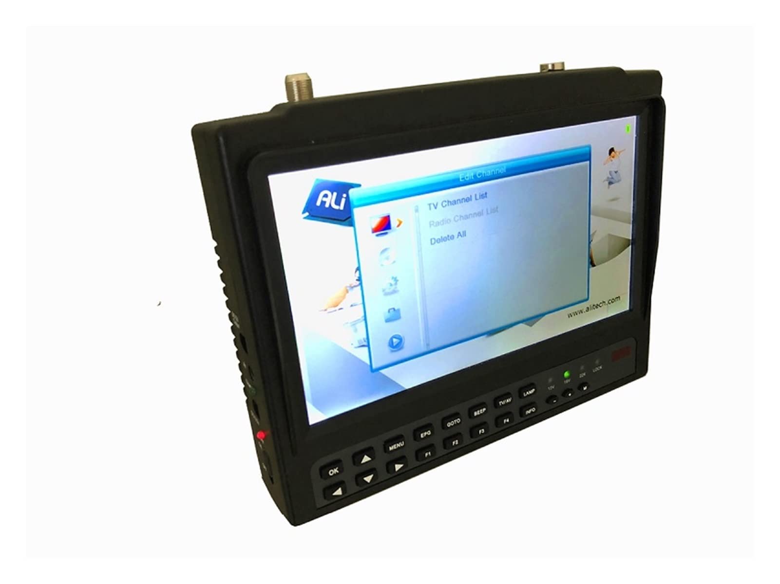 Satfinder KPT-719H + AHD TVI CVI DVB-S2 Medidor de Buscador de satélites Digital CCTV Cámara LCD retroiluminación KPT-719H + Receptor de satélite
