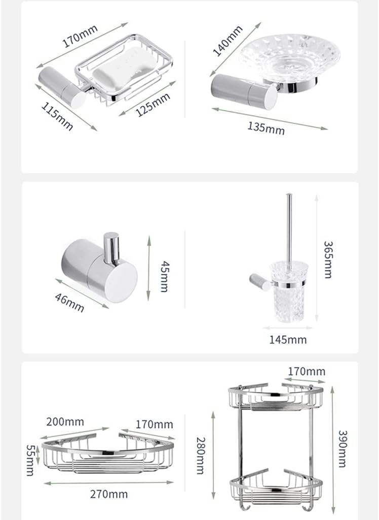 Towel Rack Bathroom Towel Rack, All Copper Bathroom Thickening Hardware Set, Towel, Paper Roll, Toilet Brush, Single Hook Bathroom Hardware/Toilet Brush The New/Toilet Brush
