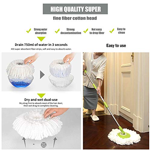 image for FAMEBIRD Microfiber Replacement Mop Head Refill for 360° Spin Magic M
