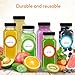 STARSIDE 8 oz Glass Juice Bottles with Lids 6 Pack - Square Reusable Drinking Jars for Juicing, Milk, Kombucha - Includes 1 Bottle Brush, 6 Colored Labels